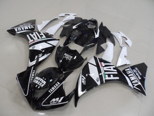 2012-2014 Black White Fiat Yamaha YZF R1 Motorbike Fairings UK Stores