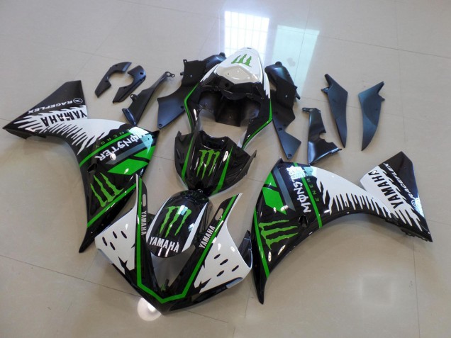 2012-2014 White Green Big Monster Yamaha YZF R1 Motorcycle Fairings Kits UK Stores