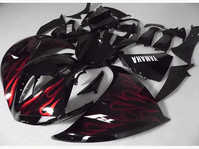 2012-2014 Red Black Flame Yamaha YZF R1 Motorcycle Fairing Kits UK Stores