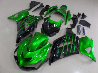 2012-2021 Candy Green and Black Kawasaki ZX14R ZZR1400 Motorcycle Fairings Kits UK Stores