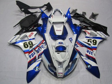 2009-2014 White Blue Sterilgarda 69 BMW S1000RR Motor Fairings UK Stores