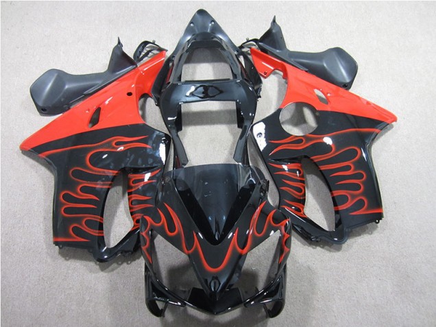 2001-2003 Black Red Flame Honda CBR600 F4i Motorcyle Fairings UK Stores