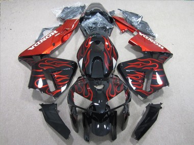 2005-2006 Black Red Flame Honda CBR600RR Motorcycle Fairings Kits UK Stores