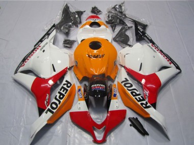 2009-2012 White Orange Black Repsol Honda CBR600RR Motorcycle Fairing Kit UK Stores