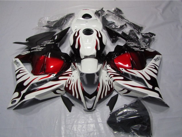 2009-2012 White Black Red Flame Honda CBR600RR Replacement Fairings UK Stores