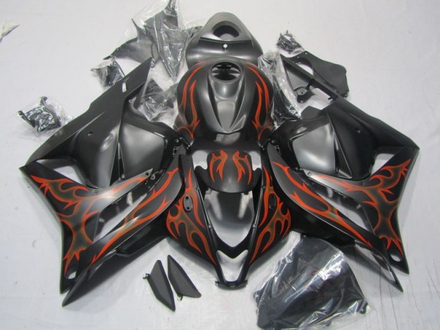 2009-2012 Black Orange Flame Honda CBR600RR Motorcylce Fairings UK Stores