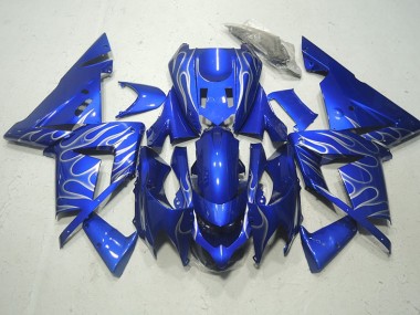 2003-2005 Blue White Flame Kawasaki ZX10R Motorcycle Replacement Fairings UK Stores