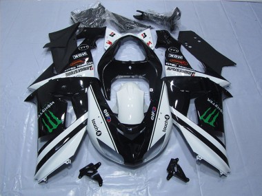 2006-2007 Black White Touch4 Monster Kawasaki ZX10R Motor Fairings UK Stores