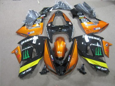 2006-2007 Black Orange Monster Kawasaki ZX10R Motorcycle Fairing Kits UK Stores