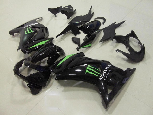 2008-2012 Black Green Monster Energy Kawasaki ZX250R Motorcycle Fairings Kit UK Stores