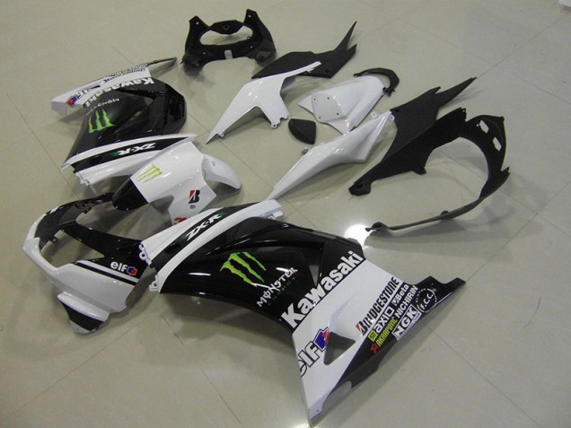 2008-2012 Black White Monster Kawasaki ZX250R Motorcycle Fairings & Bodywork UK Stores