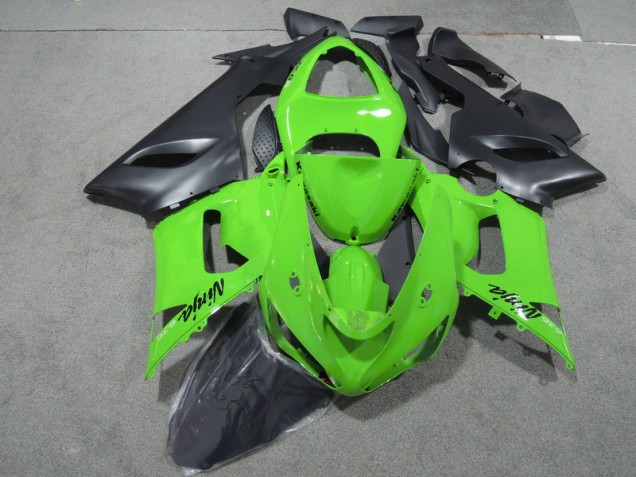 2005-2006 Green Black Ninja 636 Kawasaki ZX6R Motorcycle Fairings Kits UK Stores