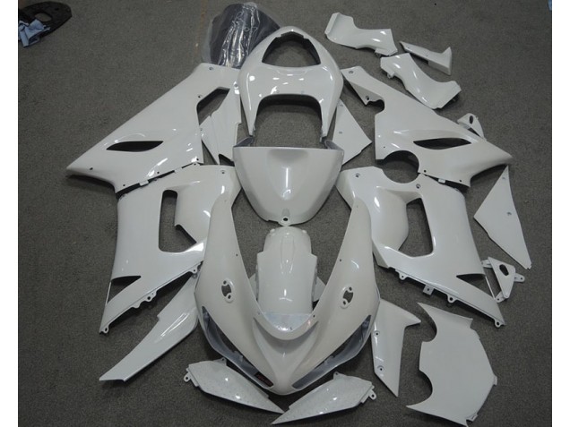 2005-2006 White Kawasaki ZX6R Motorcycle Fairings Kit UK Stores