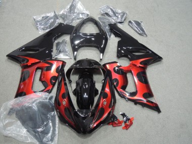 2005-2006 Black Red Kawasaki ZX6R Motorcycle Fairings UK Stores