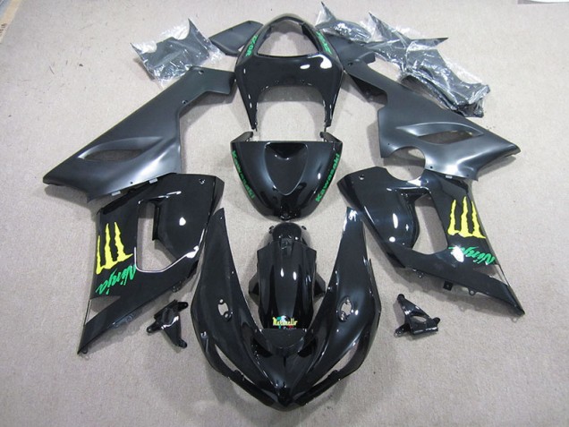 2005-2006 Black Green Ninja Kawasaki ZX6R Motorcycle Fairing Kits UK Stores