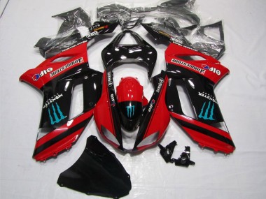 2007-2008 Red Black Monster Kawasaki ZX6R Motorbike Fairing Kits UK Stores