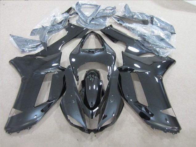 2007-2008 Black Kawasaki ZX6R Motorcycle Fairings Kits UK Stores