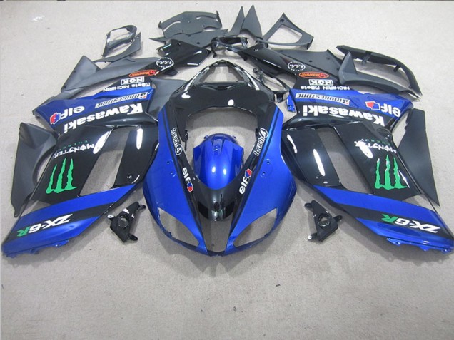 2007-2008 Black Blue Monster Kawasaki ZX6R Motorcycle Replacement Fairings UK Stores