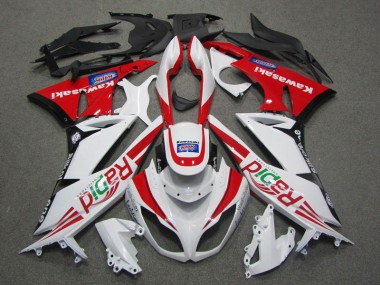 2009-2012 White Red Rapid Kawasaki ZX6R Motorcycle Fairing UK Stores