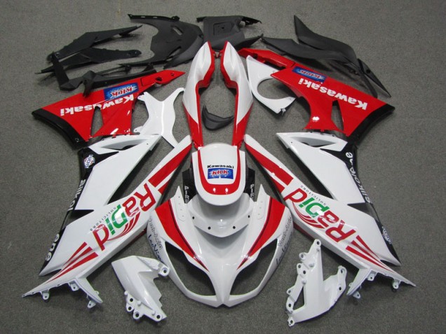 2009-2012 White Red Rapid Kawasaki ZX6R Motorcycle Fairing UK Stores