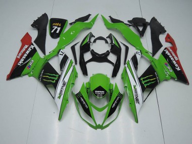 2013-2018 Black Green White Monster Kawasaki ZX6R Bike Fairings UK Stores