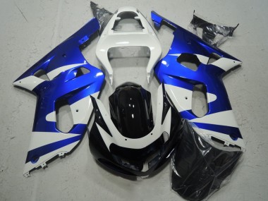 2001-2003 White Blue Suzuki GSXR600 Motorcycle Fairing Kit UK Stores