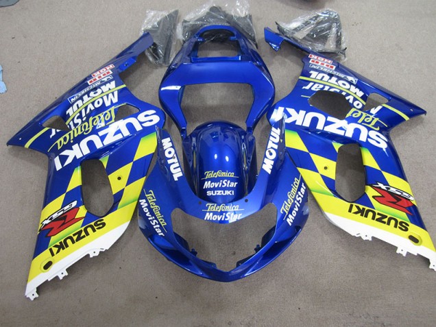 2001-2003 Blue Yellow Telefumia Movistar Suzuki GSXR600 Motor Bike Fairings UK Stores