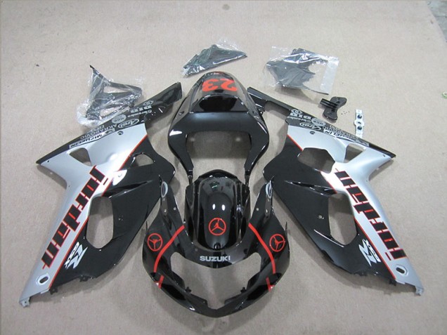 2001-2003 Black Red 23 Suzuki GSXR600 Bike Fairing Kit UK Stores