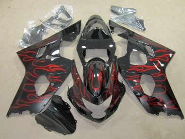 2004-2005 Black Red Flame Suzuki GSXR600 Replacement Fairings UK Stores