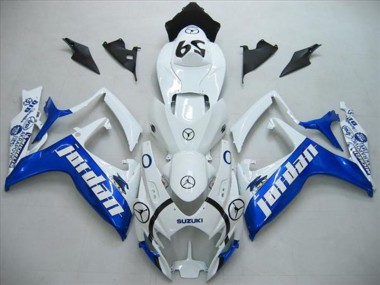 2006-2007 White Blue Jordan Suzuki GSXR600 Motorcycle Fairings Kit UK Stores