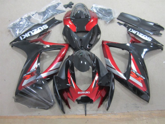 2006-2007 Black Red Suzuki GSXR600 Motorcycle Fairing Kits UK Stores