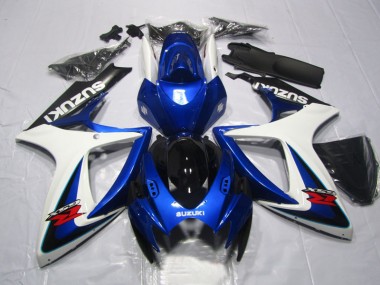 2006-2007 Blue White Suzuki GSXR600 Motorcycle Fairings Kits UK Stores