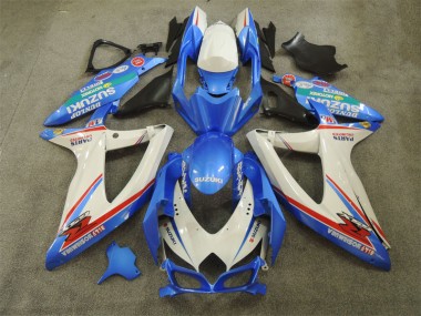 2008-2010 Blue White with Decals Suzuki GSXR600 Bike Fairing Kit UK Stores