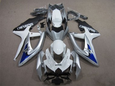 2008-2010 Silver Blue White Suzuki GSXR600 Motorcycle Fairings Kit UK Stores