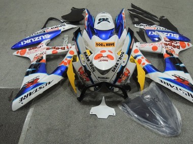 2008-2010 White Blue Dark Dog Suzuki GSXR600 Bike Fairings UK Stores