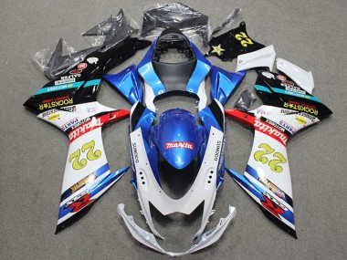 2011-2021 Blue White Red Rockstar 22 Suzuki GSXR600 Bike Fairing Kit UK Stores