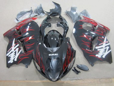 1996-2007 Black Red Flame Suzuki GSXR1300 Hayabusa Motorcylce Fairings UK Stores