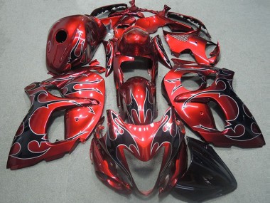 1996-2007 Red with Black Flame Suzuki GSXR1300 Hayabusa Motorcycle Fairings Kits UK Stores