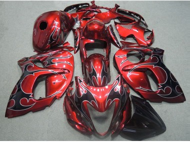 1996-2007 Red with Black Flame Suzuki GSXR1300 Hayabusa Motorcycle Fairings Kits UK Stores