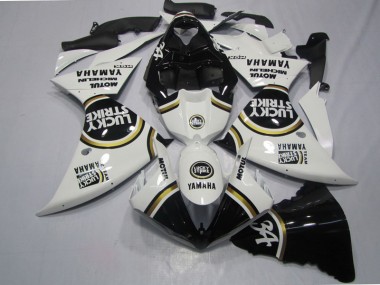 2009-2011 Black White Lucky Strike Yamaha YZF R1 Motorcycle Fairings Kits UK Stores