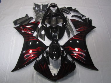 2009-2011 Black Red Flame Yamaha YZF R1 Motor Fairings UK Stores