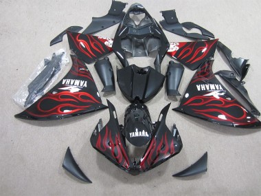 2009-2011 Black Red Flame White Decal Yamaha YZF R1 Motorbike Fairings UK Stores