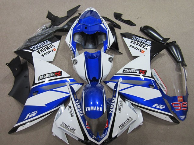 2012-2014 Blue White Pizzoli Yamaha YZF R1 Motorcycle Fairings UK Stores