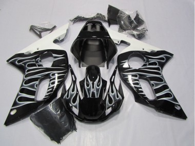 1998-2002 Black White Flame Yamaha YZF R6 Motorcycle Fairing UK Stores