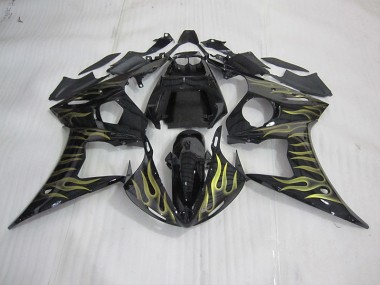 2003-2005 Black with Yellow Flame Yamaha YZF R6 Motorcycle Bodywork UK Stores